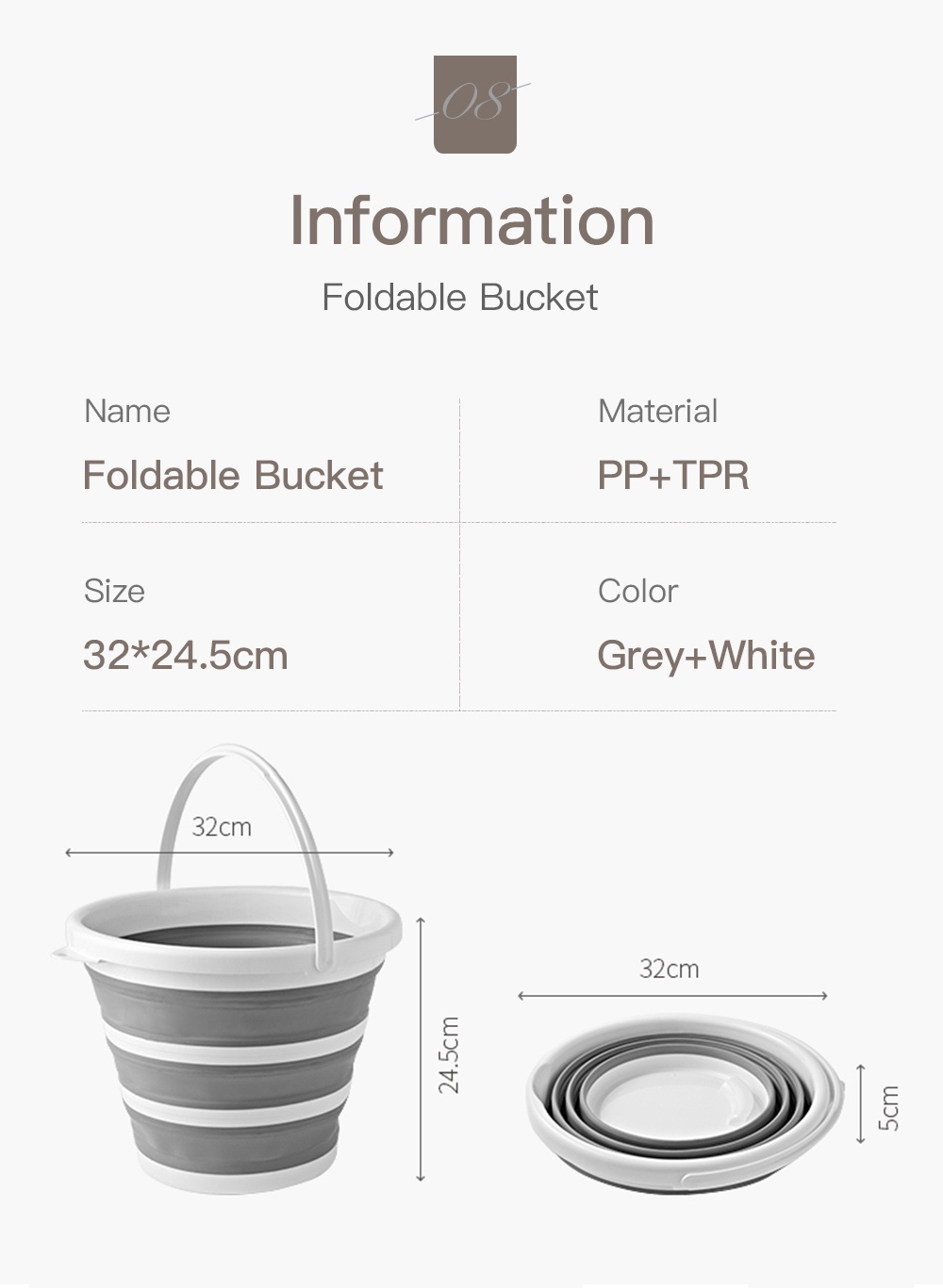 Foldable Bucket PP Material Pail-9